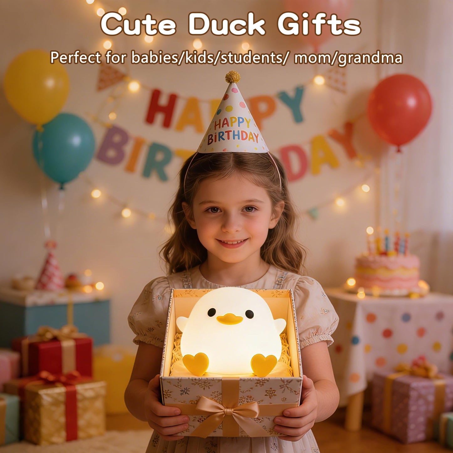FAMIDUO Duck Night Light, Cute DoDo Duck Lamp, Squishy Silicone Dimmable Bedside Light for Baby Nursery with Timer, Rechargeable Touch Nightlight for Boys Girls Room Decor, Birthday Gift for Kids