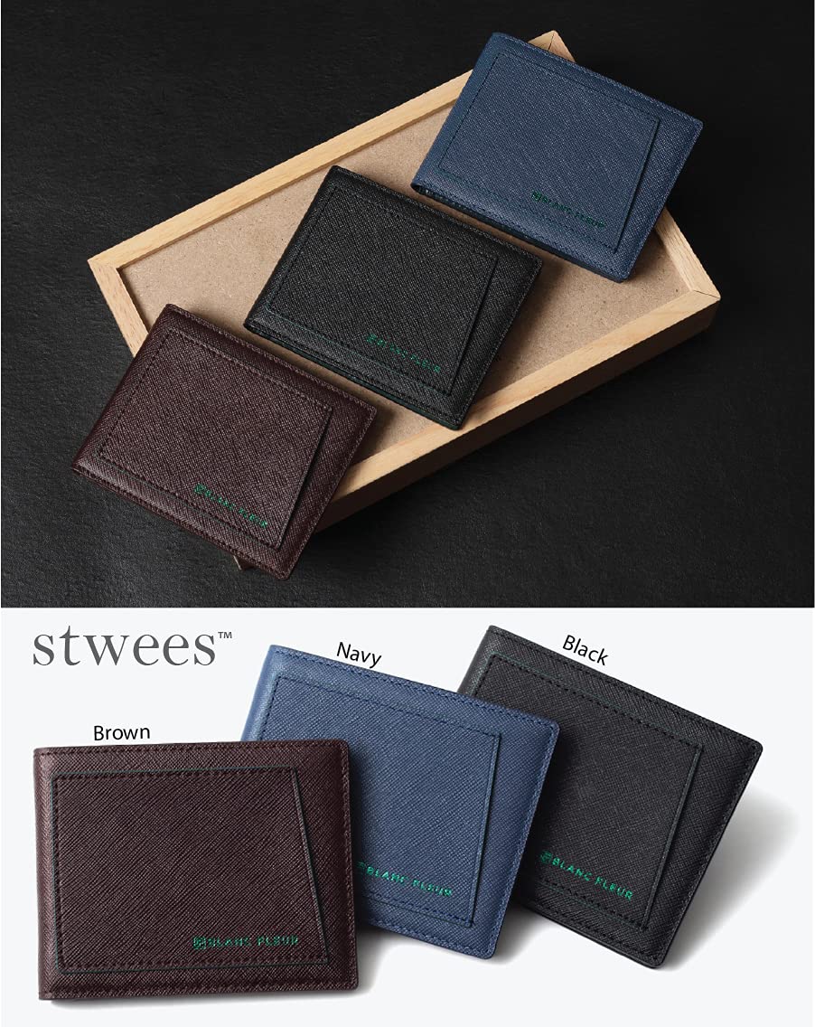 maskfactory stwees bifold leather wallets - Ultra slim, RFID, Front pocket, slim, ID window (Pocket style E, Brown)