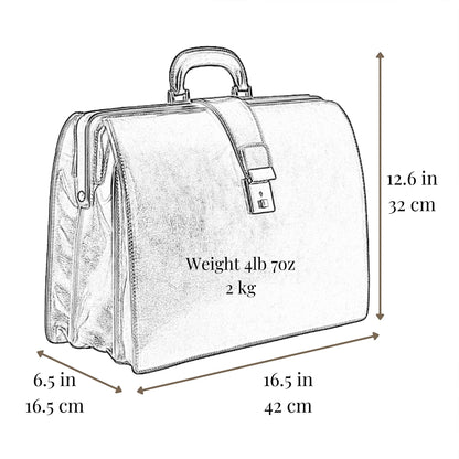Time Resistance Leather Lawyer Briefcase - Italian Handmade Laptop Bag for Men and Women - Attache Case - Doctor Bag