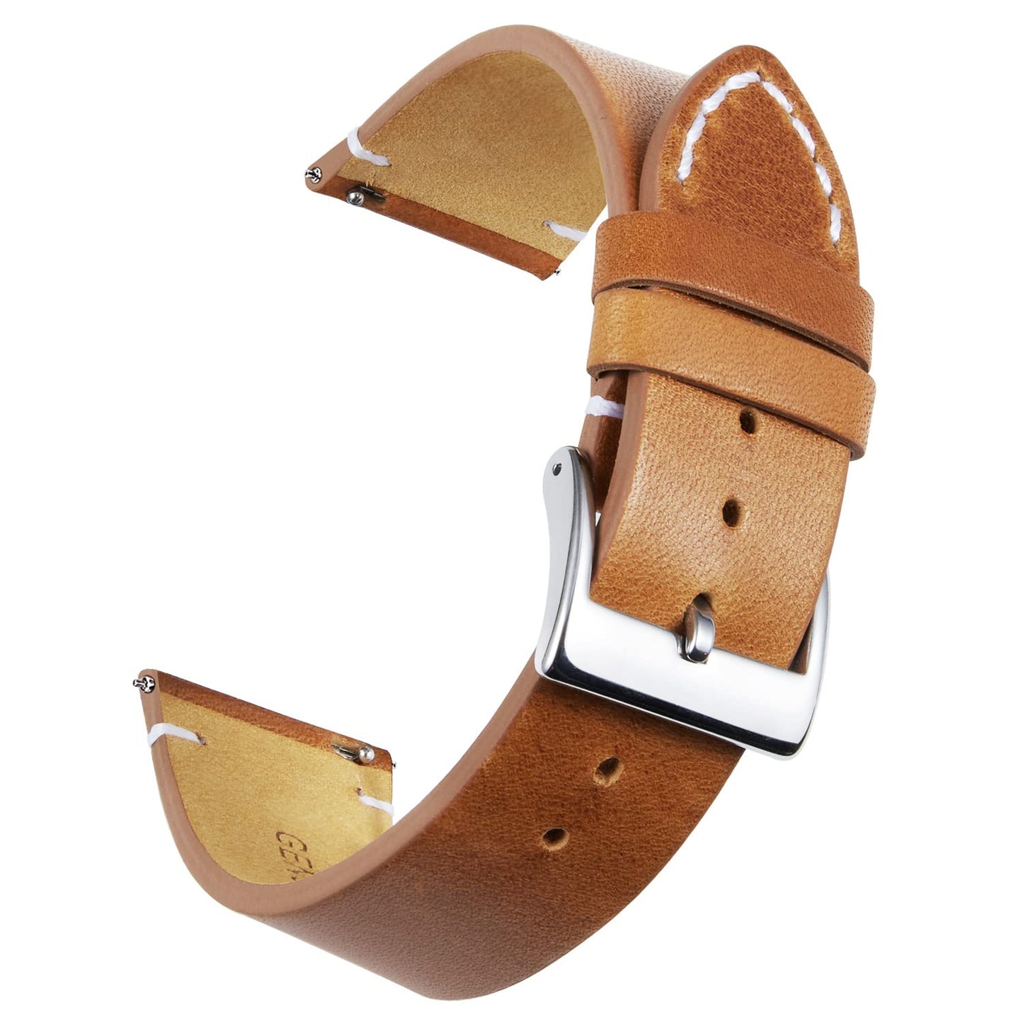 BINLUN Leather Watch Band Replacement Quick Release Genuine Leather Watch Straps 12mm 14mm 16mm 18mm 20mm 22mm or 24mm for Men and Women Black/Brown/Light Brown/Orange (Light Brown, 14mm)