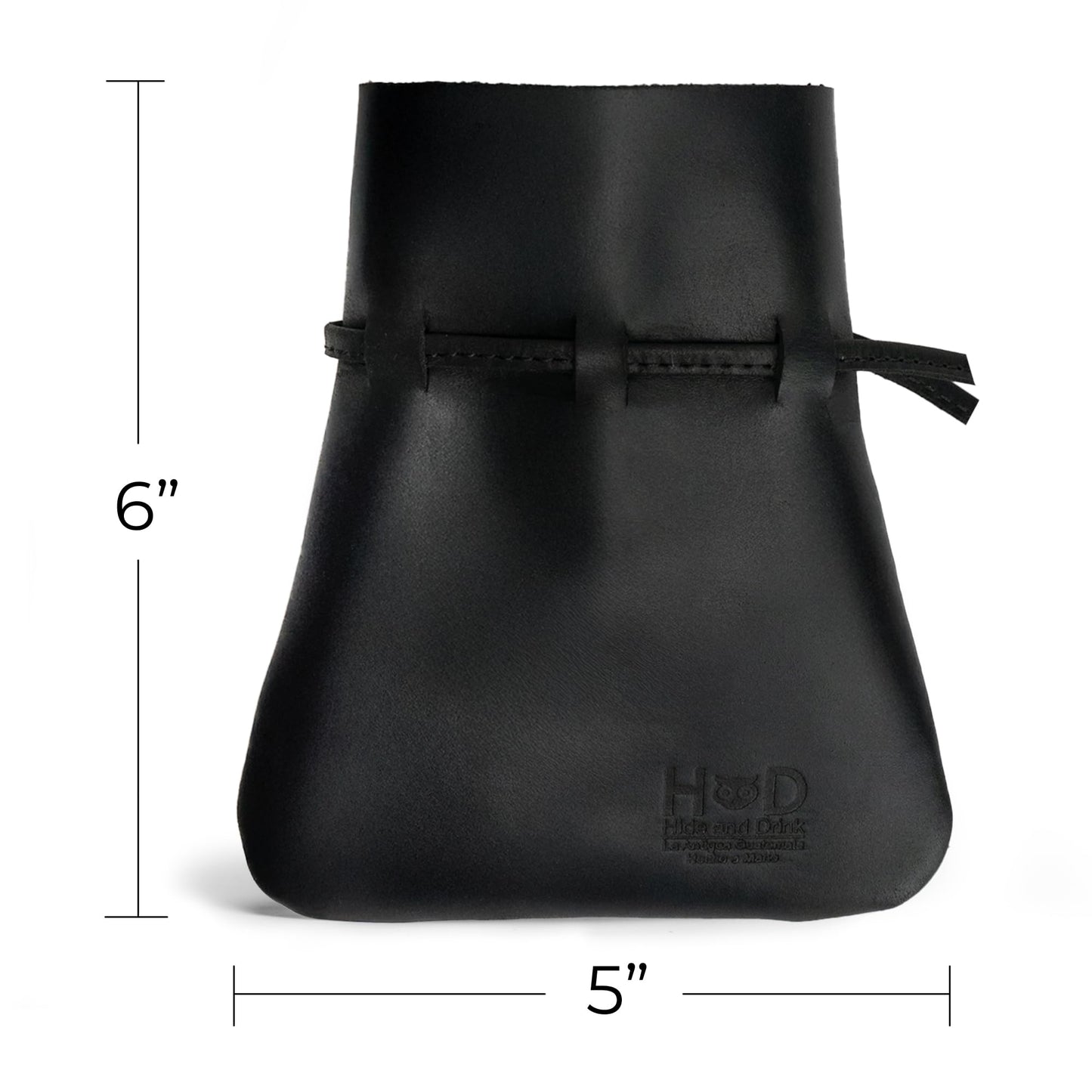 Hide & Drink, Medieval Drawstring Coin Pouch, Vintage Bag, Cosplay, Full Grain Leather, Handmade (Charcoal Black, M)