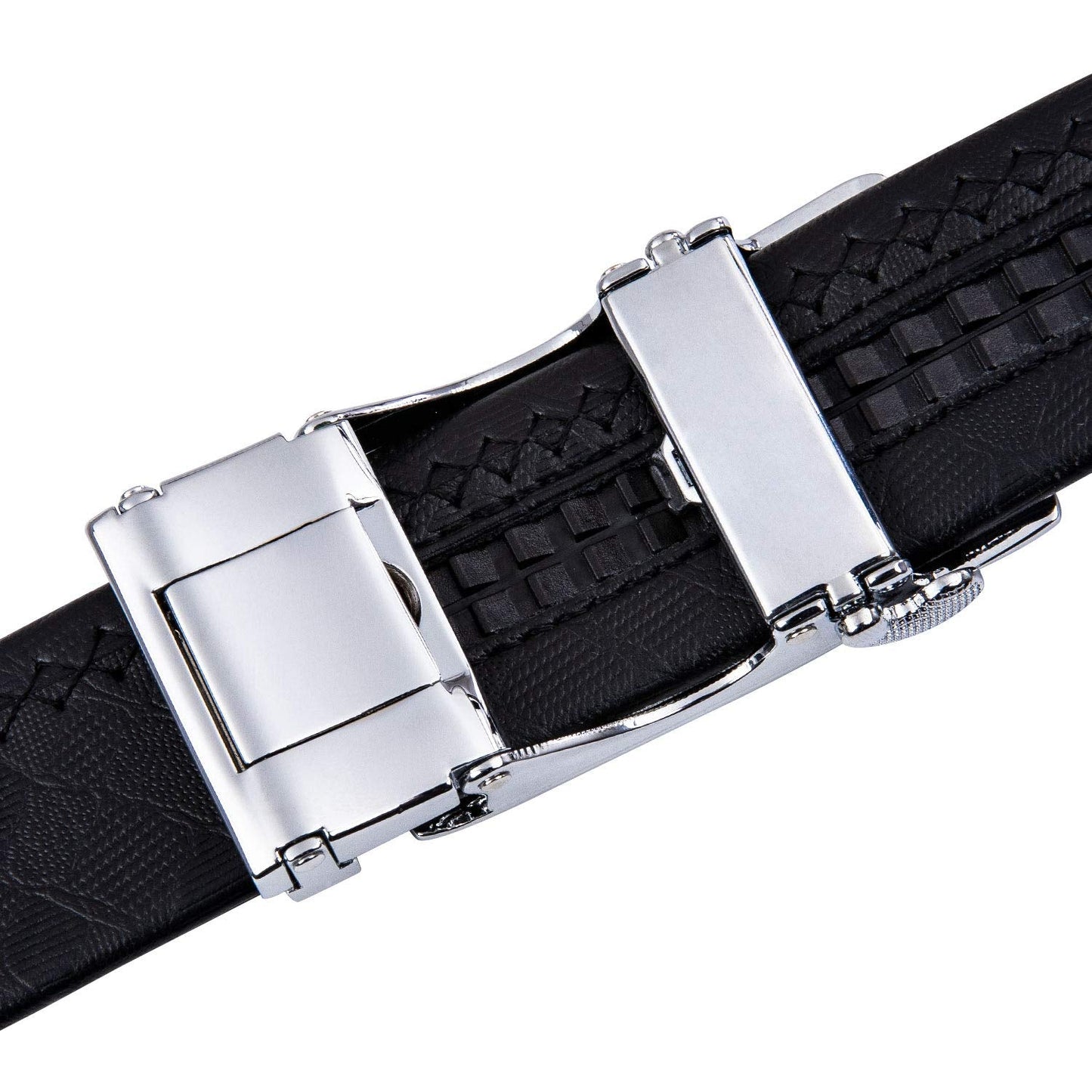 Barry.Wang Men's Ratchet Leather Belt 1 3/8" Adjustable Buckle Sliding Click Designer Casual Dress Golf Belts Fashion Valentine’s Day