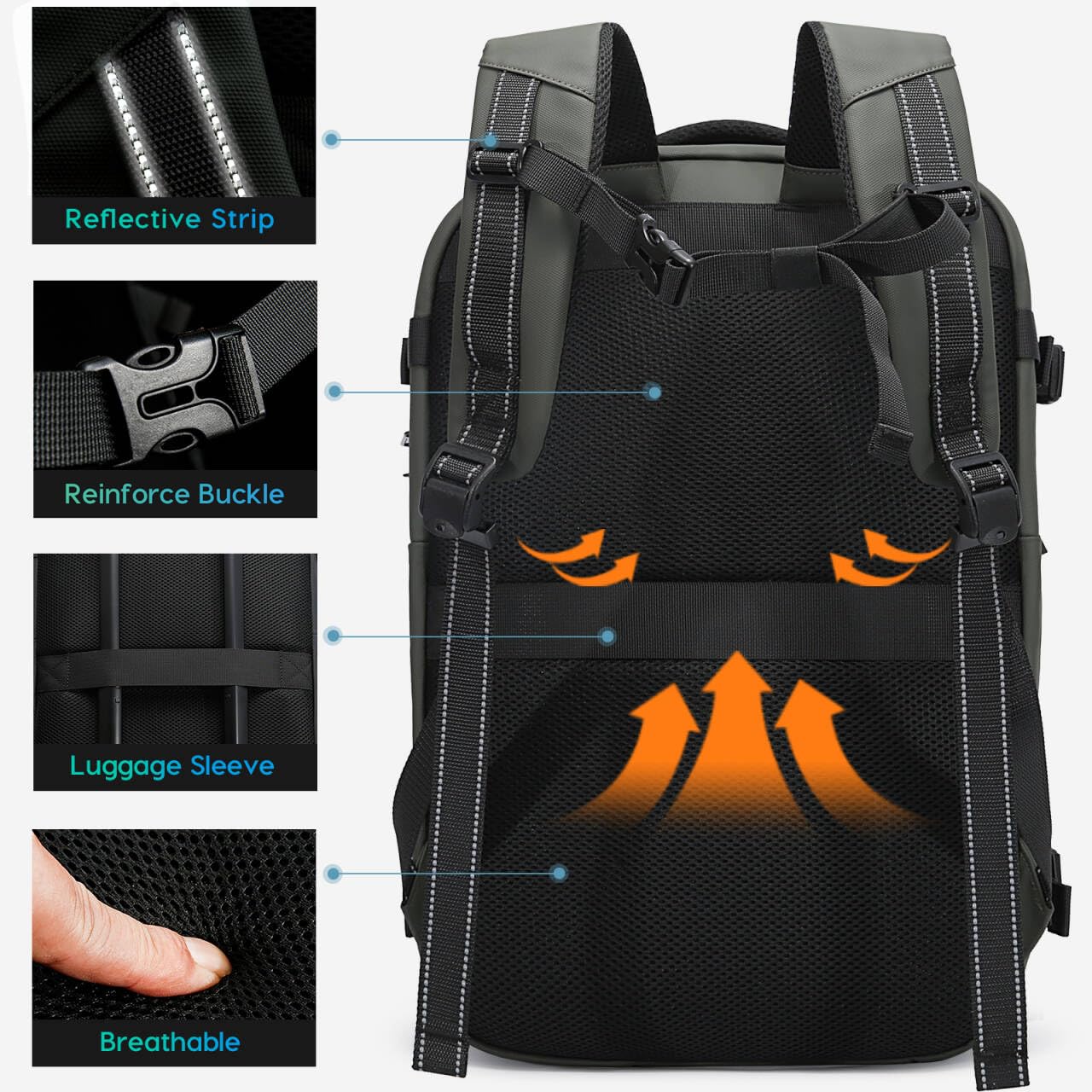 BANGE Commute Backpack with Water Bottle Holder, Anti Theft Laptop Backpack Fits for 15.6Inch Notebook, Water Resistant Office Daypack for work