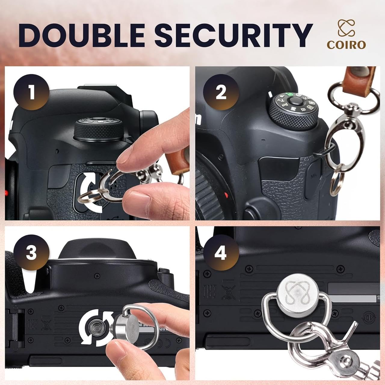 C Coiro Camera Harness for 2 Cameras – Dual Shoulder Leather Camera Strap – Double Camera Harness for DSLR/SLR, Camera Straps for Photographers of All Levels, Standard Straps/Color Tan