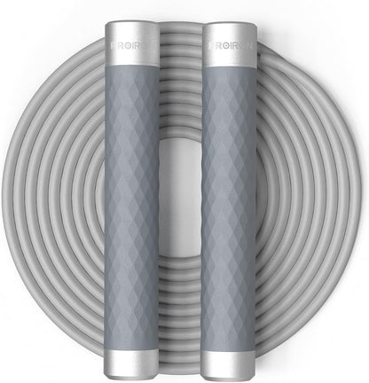 PROIRON Jump Rope Double Weighted Skipping Rope（1LB）360° Swivel Ball Bearings Tangle-Free Double Fat Burning with Aluminum Handle Heavy Jump Rope for Endurance Weight Lose Crossfit MMA Cardio & Workouts-gray