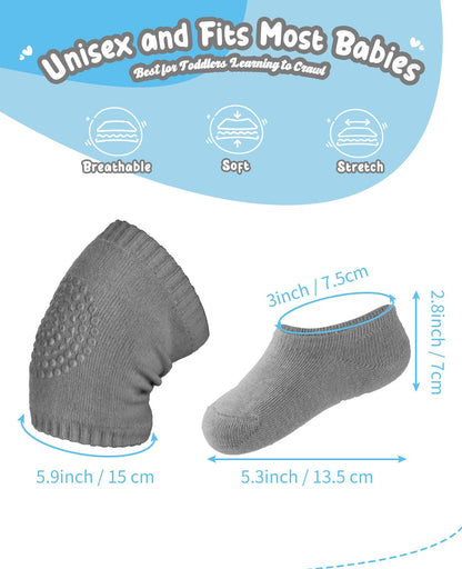 BOSONER Baby Crawling Anti-Slip Knee and Anti Slip Baby Boys Girls Socks Best Infant Gift, Unisex Baby Toddlers Kneepads