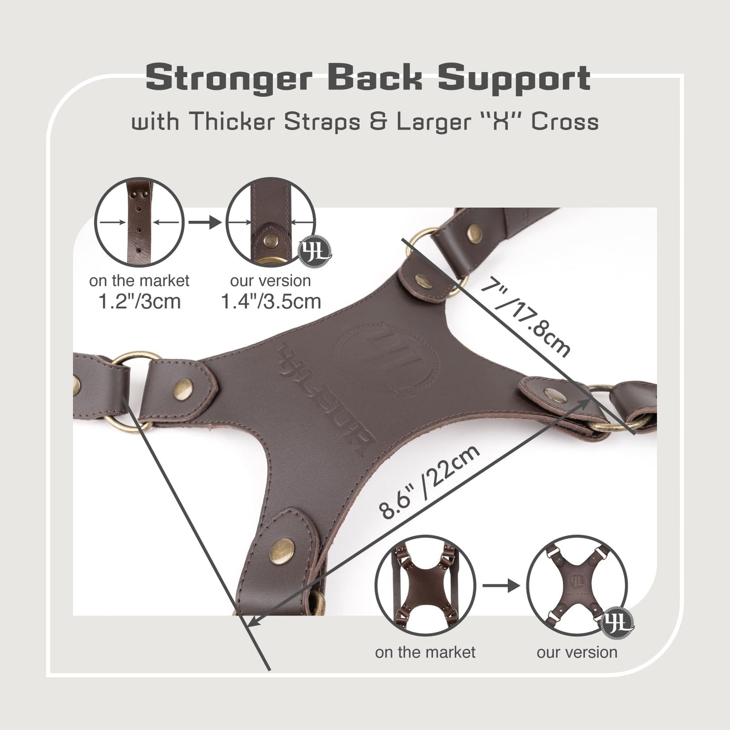 4J LEDR Camera Harness for 2 Cameras,Dual Shoulder Leather Camera Strap for DSLR/SLR,Full Grain Leather Harness,Multi Double Camera Gear Strap,Double Camera Harness for Photographers,Brown