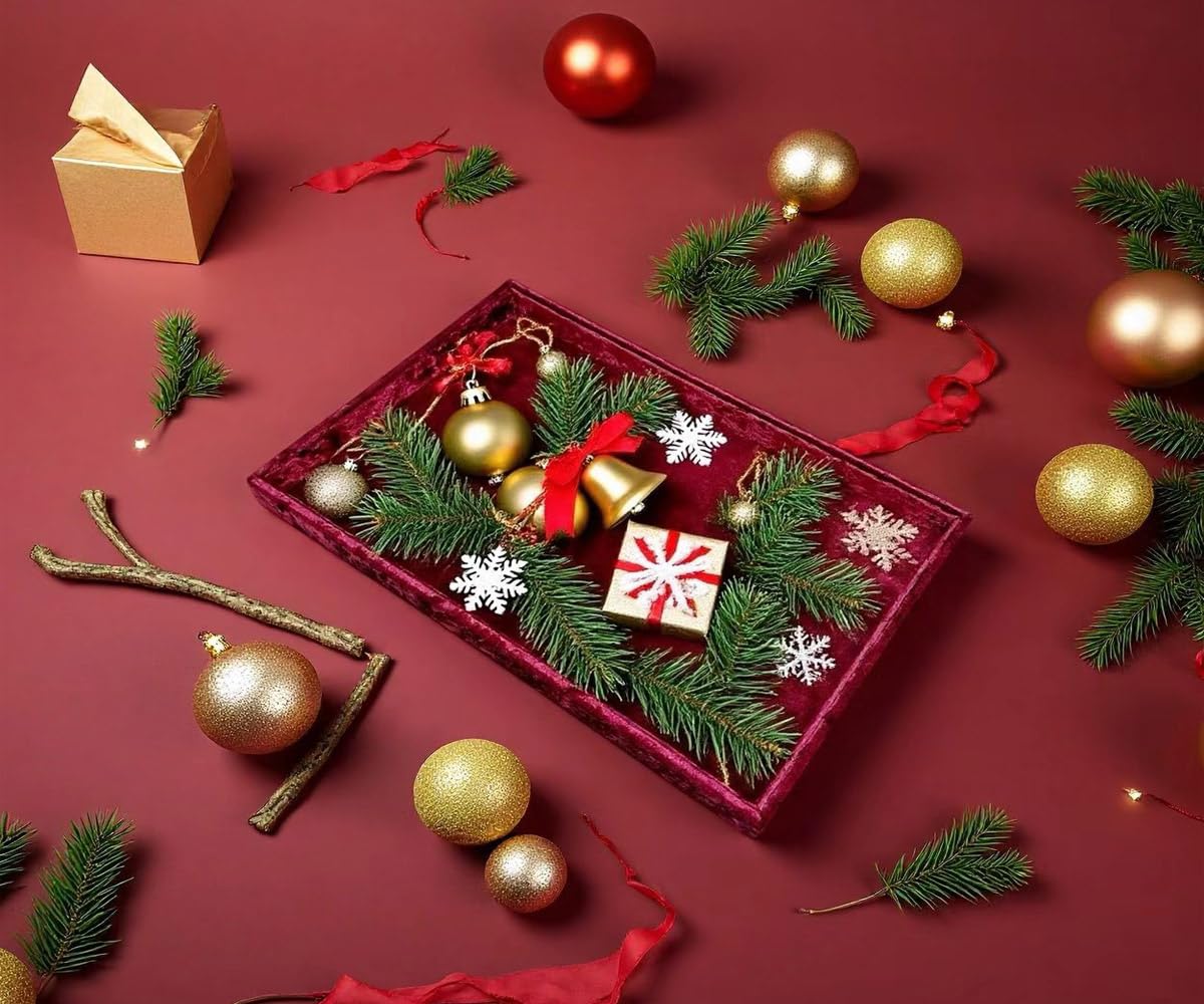 AgentMoon Luxurious Decorative Jewelry Tray,Commodity Display Board,Bedside Storage Tray for Eyeglasses Phone Watch Bracelet Earring Keys.Luxury Extra Velour (Embossed Red)