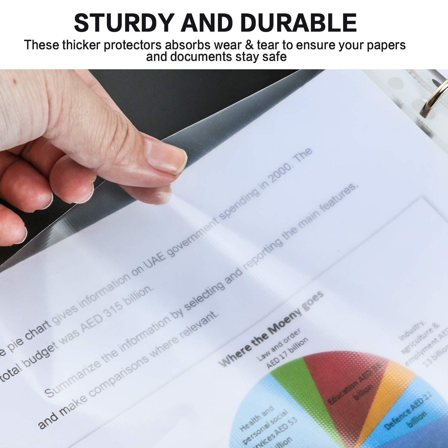 Sheet Protectors, PANDRI 500 Pack Clear Heavy Duty Plastic Page Protectors Sheet Reinforced 11-Hole Fit for 3 Ring Binder Fits Standard 8.5 x 11 Paper, 9.25 x 11.25 Top Loaded, Excluding Acid