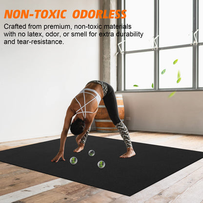 Large Workout Mat 6'x2' & 6'x4' - Home Gym Flooring for Weightlifting, Jump Rope, MMA, Yoga, Cardio, Stretch, Plyo, HIIT - Shoe-Friendly