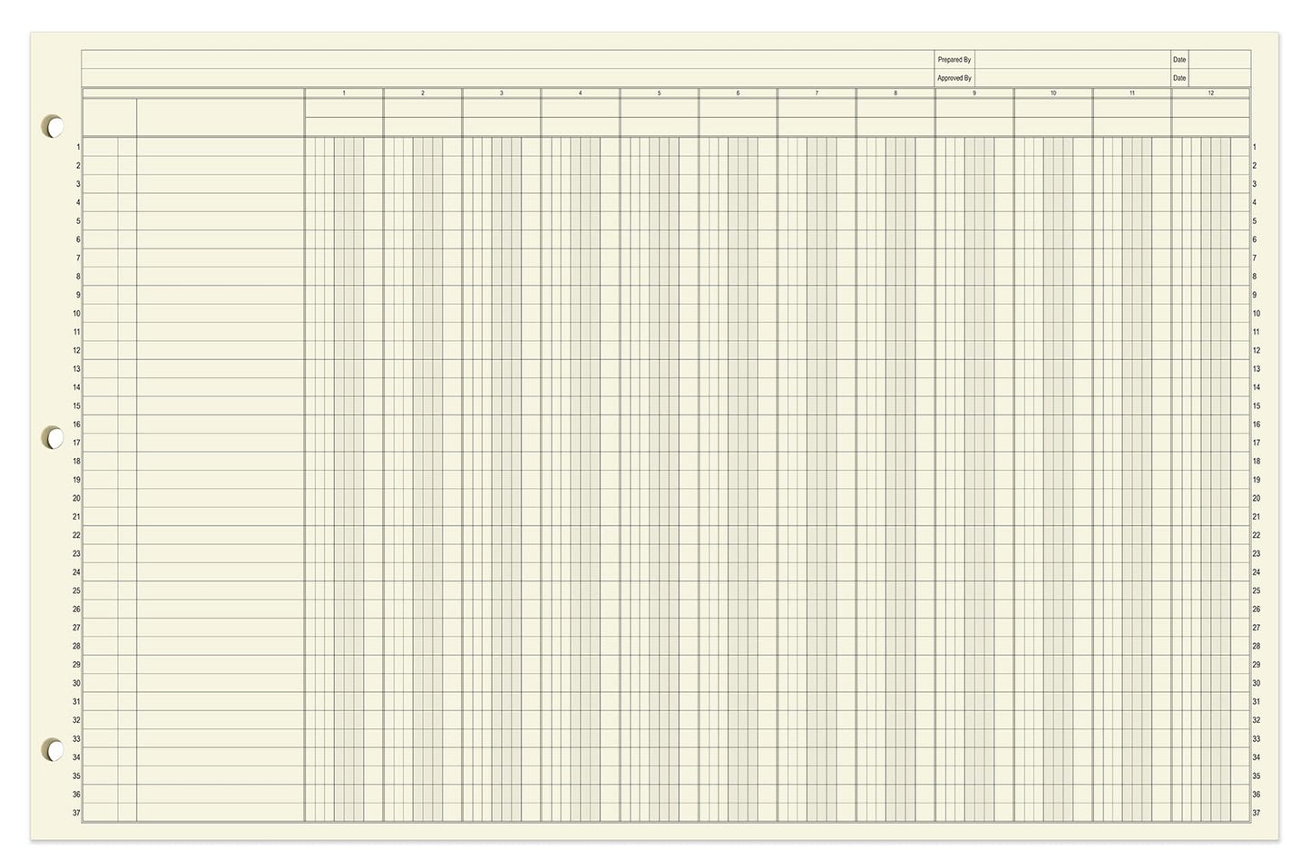 BookFactory Ledger Pad/Large 12 Column Accounting Ledger Columnar (Twelve Columns) Pads - 17'' x 11'', 50 Pages, Notepad Landscape Format (Made in USA)