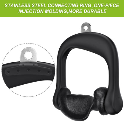 Kipika 2Pcs Ergonomic Grips D Handle Cable Attachment for Home Gym - Fits Your Hand Perfectly - Compatible with Cable Machines - 360 Rotation - 2Pcs Quick Connect Buckles - 1000 lbs Weight Capacity