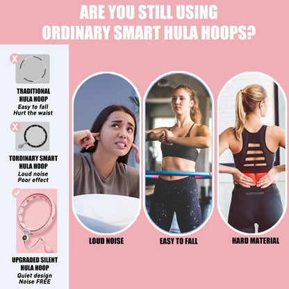 Leann L!fe U5-16 Knots with Counter, U5 Silent Smart Weighted Hula Hoop for Adults Weight Loss Infinity Hoop Plus Size, Home Outdoors Fitness Exercise, Abdominal Toner, (Pink-Waist 28"~46")
