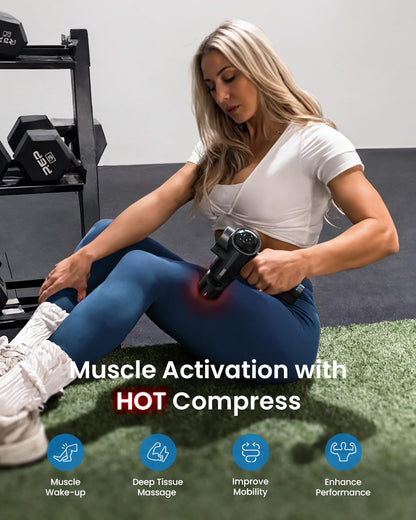 RENPHO Active Thermacool Deluxe Massage Gun Deep Tissue with Charging Stand, Fathers Day Dad Gifts Handheld Back Massager with Heat and Cold, Percussion Body Muscle Masajeador for Athletes Pain Relief