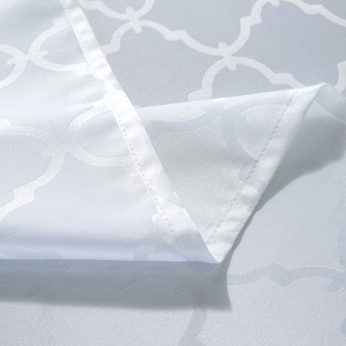 SASTYBALE White Tablecloth Jacquard Floral Polyester Table Cloth Spill-Proof Wrinkle Resistant Table Cover for Kitchen Dining Parties Tabletop(Rectangular/Oblong,60"x120"(10-12 Seats)