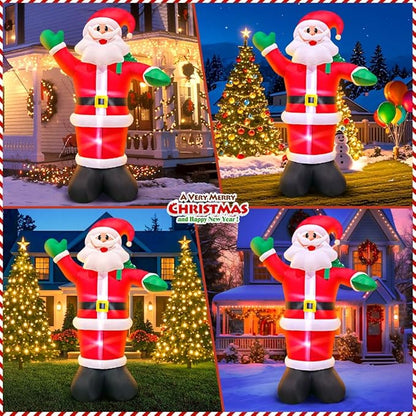 6FT Inflatable Santa, Christmas Inflatable Santa Claus with Gift Bag, Santa Blow up Yard Decorations Built-in LED Lights Party Lawn Holiday Xmas Winter Outdoor Décor