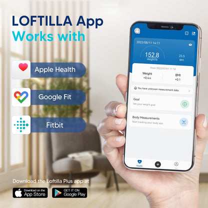 LOFTILLA Scale for Body Weight, Smart Digital Body Fat Scales Sync with App, 14 Body Composition Analyzer, 400 lb Capacity, Black
