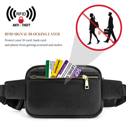 S-ZONE Fanny Packs for Women Genuine Leather RFID Blocking Crossbody Bags Purses Sling Waist Chest Bag Gifts Travel Running Adjustable Strap Men
