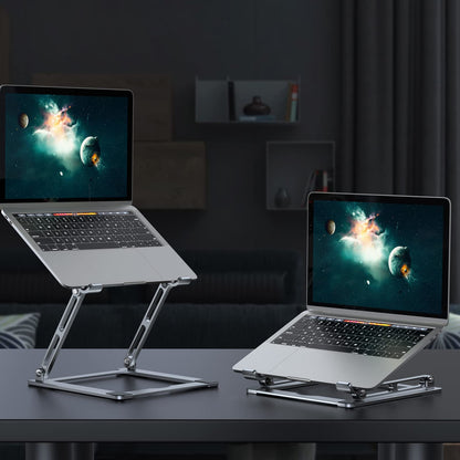 Laptop Stand for Desk - Adjustable Laptop Holder, Portable Laptop Riser with Multi-Angle Height Adjustable Computer Stand for MacBook Air/Pro and More Notebooks 10-17.3" - Grey