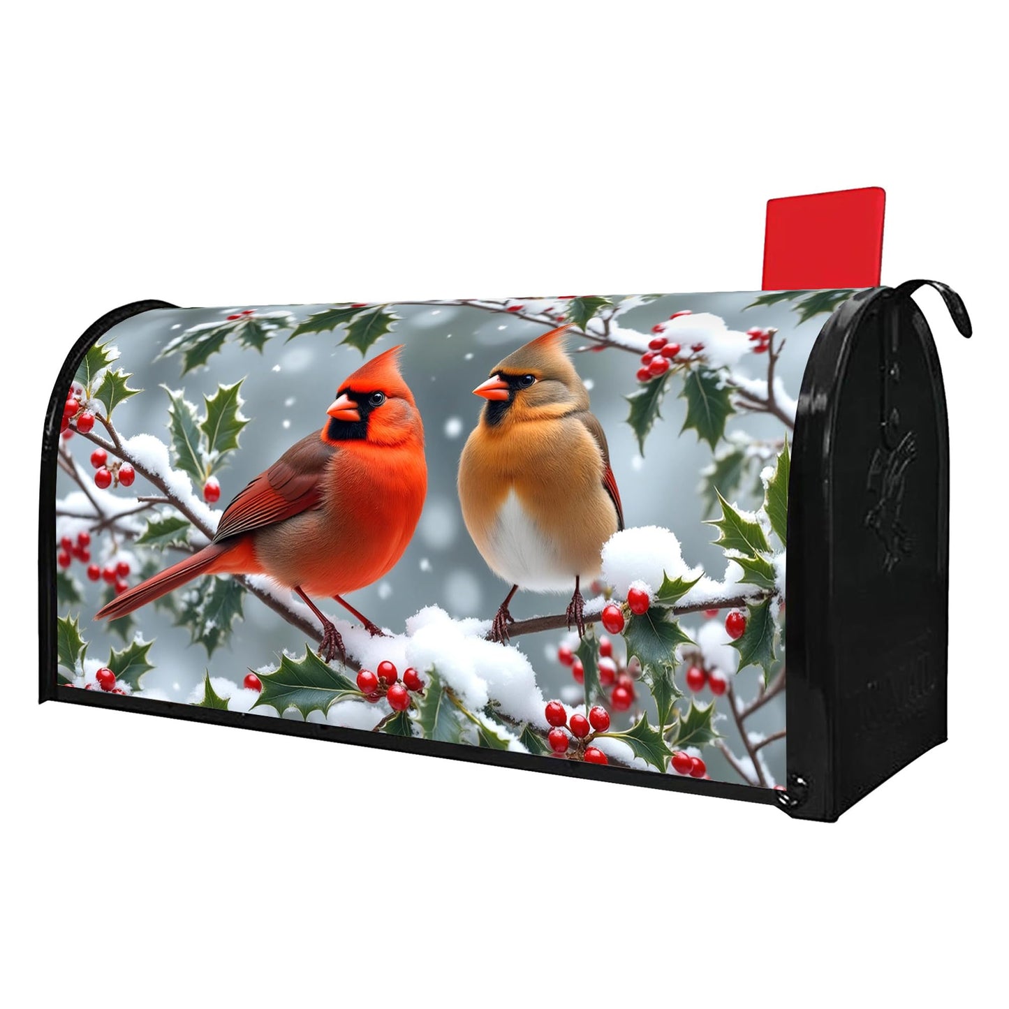 Winter Cardinal Birds Mailbox Cover - Magnetic Standard Size 18" X 21" - Christmas Mailbox Cover Decor for Home Garden Yard Post Letter Box