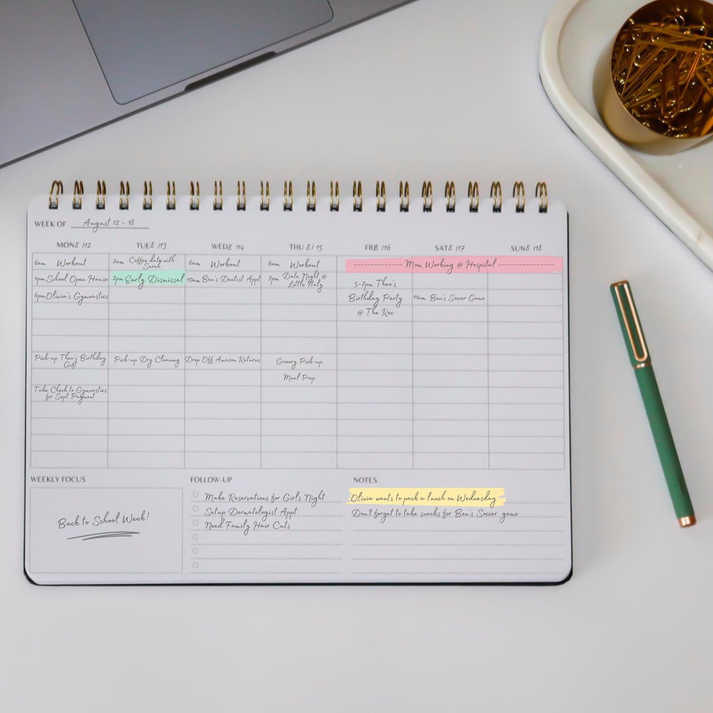 Merely Home Undated Weekly Planner | 8.25” x 11.75” Work To-Do Notebook | ADHD Academic Organizer | Multi-Layout | Men and Women Planner | College Supplies | Evergreen | Landscape Layout