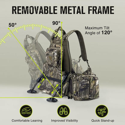 Turkey Hunting Vest with Frame & Seat - Camo, Memory Foam Cushion, Multi-Pocket Storage | Adjustable Lightweight Gear for Men & Women