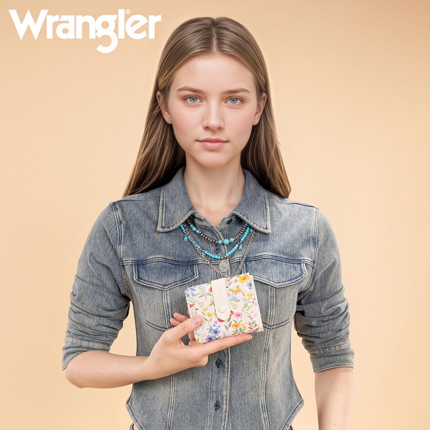 Montana West X Wrangler Womens Small Wallet Bifold Slim Card Wallet RFID Minimalist Cash Organizers with Zipper Coin Pocket