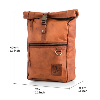 BERLINER BAGS Vintage Genuine Leather Backpack Utrecht M, Laptop Backpack, Travel Backpack for Women and Men - Brown