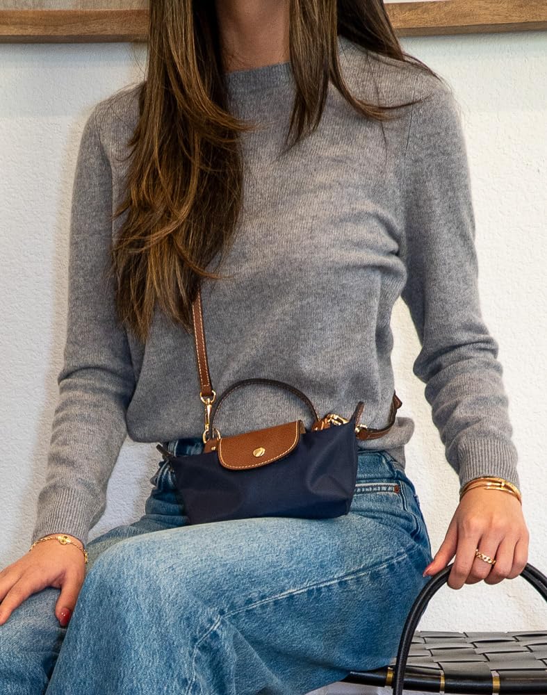 Mini Crossbody Bag | Genuine Leather Trimming | Snap & Zipper Closure | Fashionable | Water resistant | Phone Pouch | Lightweight | Cosmetic Bag | Adjustable Strap Included (Navy Blue)