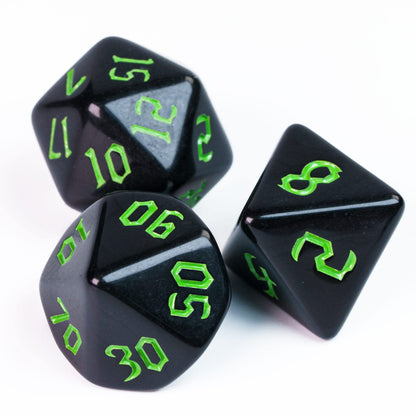 Poludie 7-Die DND Dice Set Polyhedral Dice Set with a Leather Dice Bag, D&D Dice Set for Dungeons and Dragons, RPG Table Games (Black)