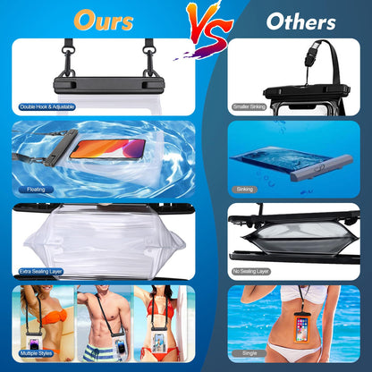PEDVSTY Large Waterproof Phone Pouch [with Sealing Strip], Cell Phone Dry Bag for iPhone 16 15 14 13 Pro Max Galaxy S25 S24 S23 S22 All Devices, Floating Water Proof Bag for Beach Water Park White