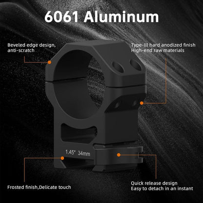 Quick Detach Picatinny Scope Rings - 1 Inch Aluminum Rifle Mount | Multiple Heights Available (1"/30mm/34mm)