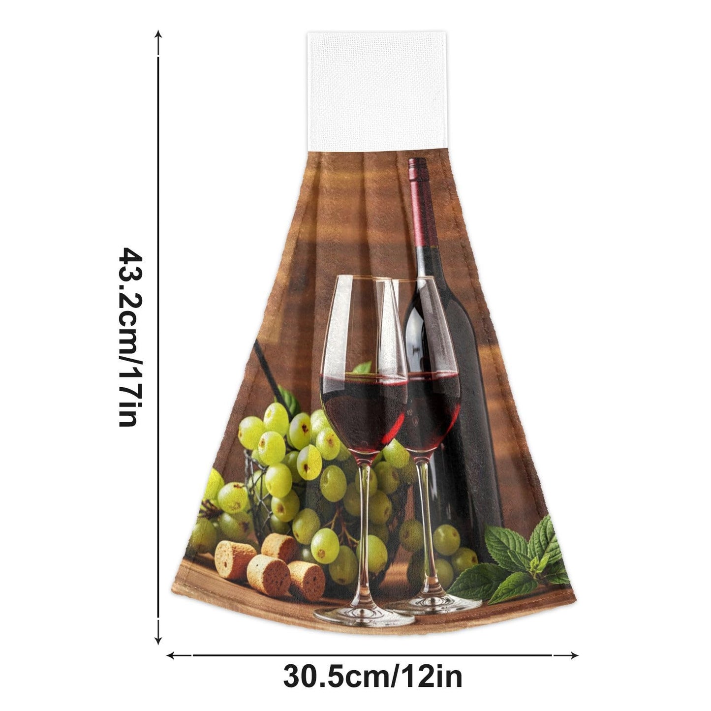 Boccsty Glasses of Red and White Wine Hanging Kitchen Towels 2 Pieces Grapes Wooden Dish Cloth Tie Towels Hand Towel Tea Bar Towels for Bathroom Farmhouse Housewarming Tabletop Home