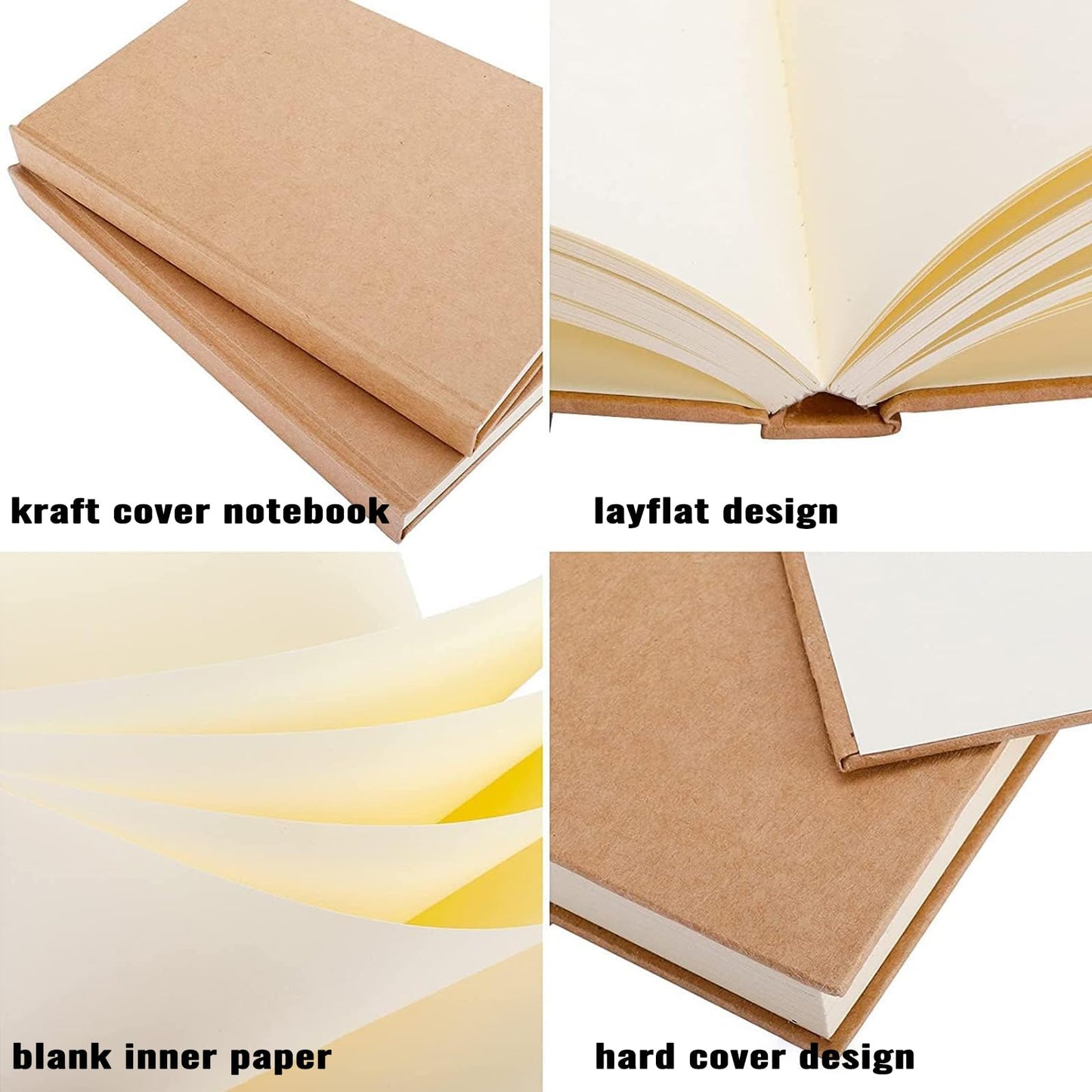 EOOUT 3pcs Blank Notebook, A5 Hardcover Sketchbook 120 Sheets 240 Pages Unlined Notebook, 100gsm Paper, 5.6 x 8.2in, Journal for Drawing, Art, Travelers Gifts, Students and Office Supplies