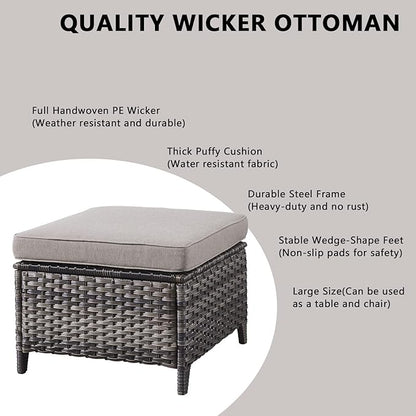 Rilyson Wicker Patio Furniture Set - 7 Piece Rattan Outdoor Sectional Conversation Sets with 2 Rocking Swivel Chairs,2 Ottomans,2 Sofa and 1 Coffee Table for Porch Deck Garden(Mixed Grey/Grey)