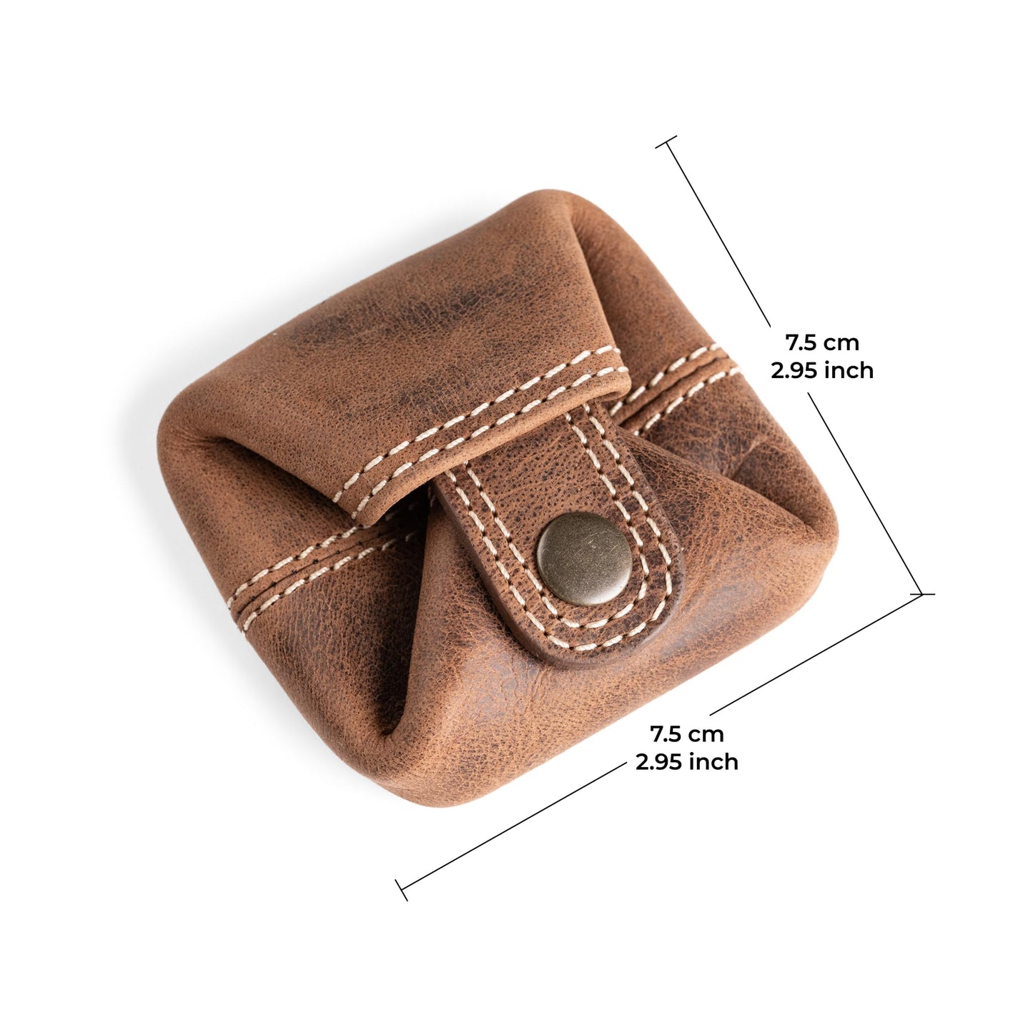 Berliner Bags Vintage Genuine Leather Coin Pouch Lena, Change Purse for Women and Men, Coin purse with snap - Brown