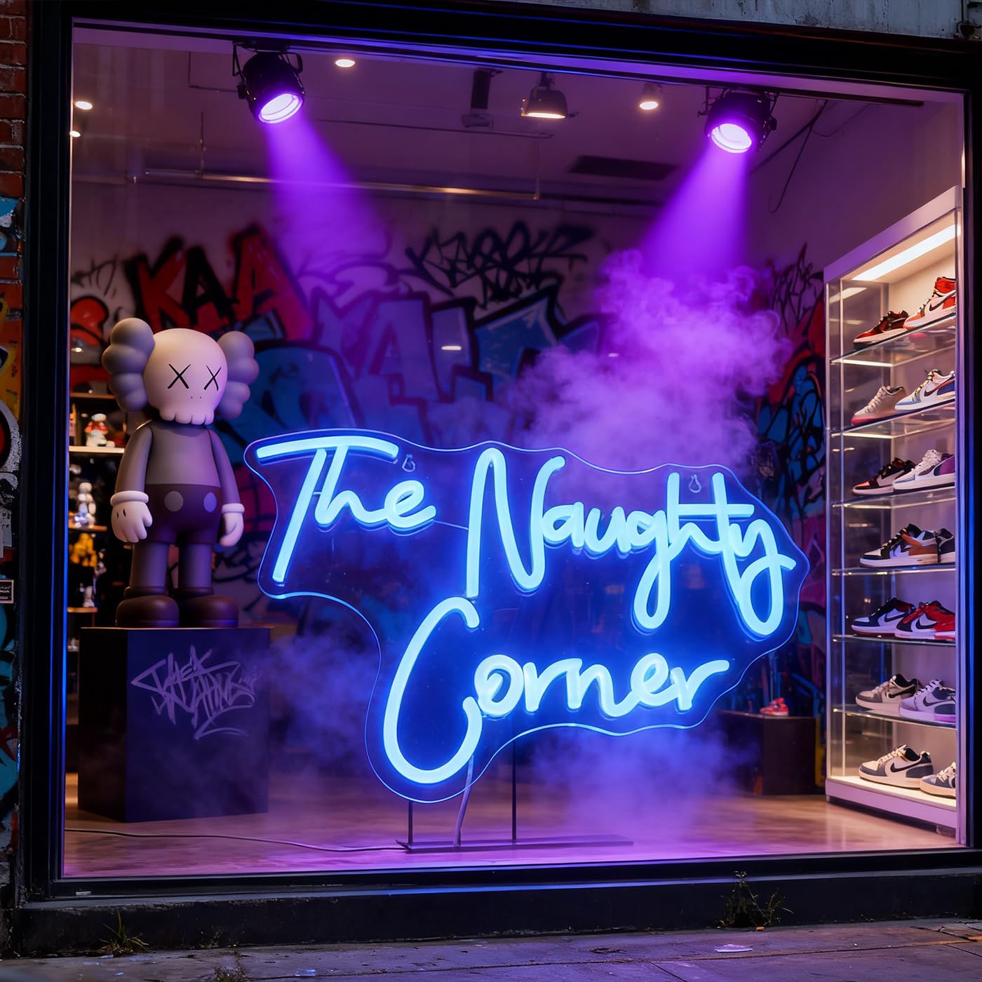 QiaoFei LED "The Naughty Corner" Neon Sign Word/Letters USB Powered Neon Lights for Girls Room Home Bar Art Wall Decor Party Window Living Room Decor Birthday Christmas' Gift(Blue)