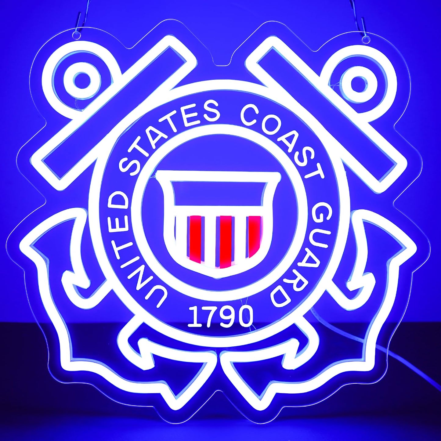 WittyRhE Military-themed Neon Signs Wall Decor for Man Cave Bedroom Bar Army Themed Gift Art for Christmas Party-12.87×12.2 IN-USB Powered-Acrylic