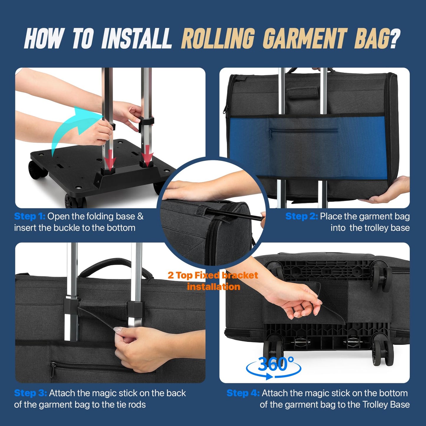 Rolling Garment Bag, Large Carry On Garment Bag With Wheels, Men Women Suit Carry On Garment Bag for Travel Business