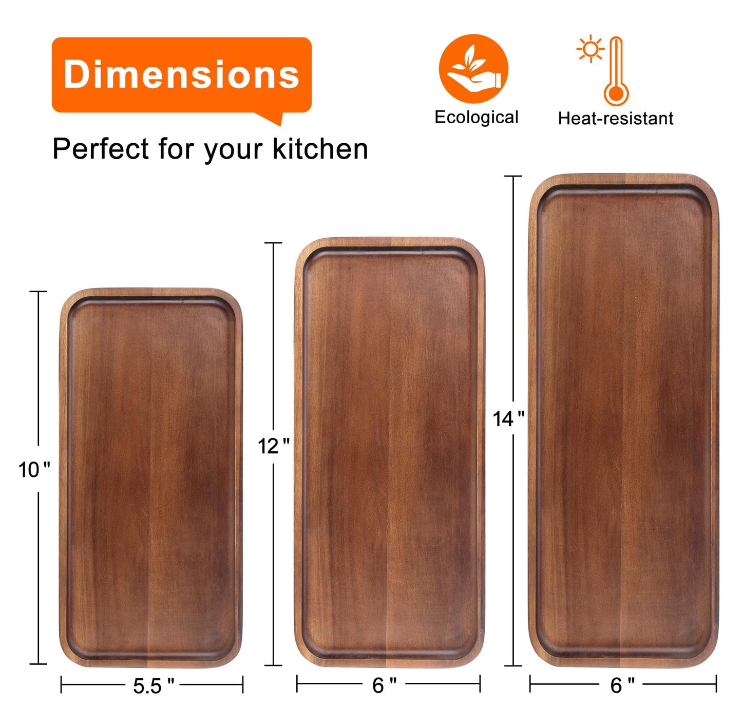 Acacia Wood Platters Small 12"x6" Long Charcuterie Board Rectangle Decorative Tray Wooden Serving Platter for Food Appetizer Cake Plates Kitchen Dish Cheese Boards Rectangular Snack Dessert Trays