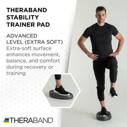 THERABAND Stability Trainer Pad, Advanced Level, Extra Soft, Black Foam Balance Pad for Physical Therapy, Exercise Pad for Core Strength, Lightweight Non-Slip Balance Trainer, Portable Foam Pad for Home or Clinic Use