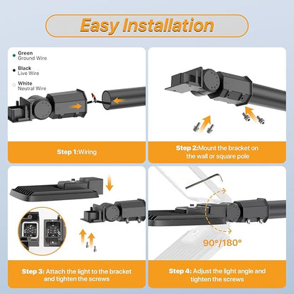 300W Led Parking Lot Light with Dusk to Dawn Photocell 120V Slip Fitter Pole Mount Lights 5000K Outdoor IP65 Waterproof Commercial Street Area Lighting for Parking Lot, Barn, Church