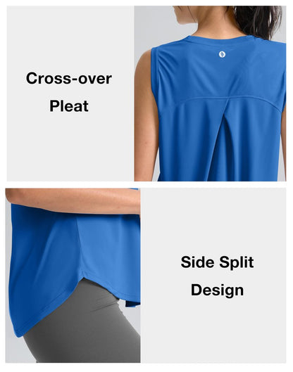 SANTINY Women's Sleeveless Workout Tops Breathable Lightweight Active Tennis Yoga Shirts Athletic Running Tank Tops for Women (Royal Blue_XXL)