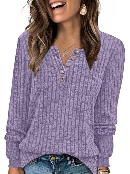 AUTOMET Long Sleeve Henley Shirts Women's Business Casual Lightweight Tunic Sweater Tops