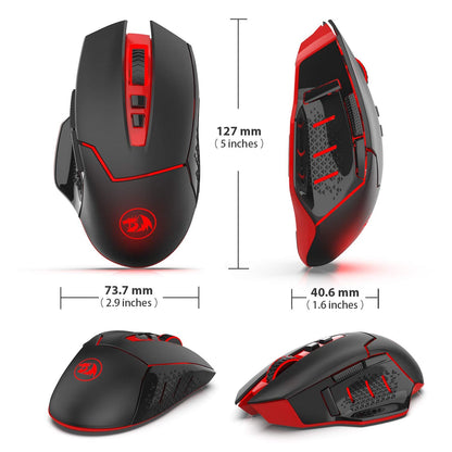 Redragon M690 PRO Wireless Gaming Mouse, 8000 DPI Wired/Wireless Gamer Mouse w/Rapid Fire Key, 8 Macro Buttons, Ergonomic Design for PC/Mac/Laptop, White