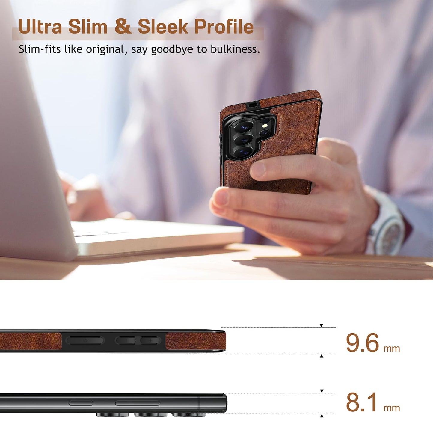 LOHASIC for Samsung Galaxy S26 Ultra Case, Premium Leather Luxury Business PU Non-Slip Grip Shockproof Bumper Full Body Protective Cover Phone Case for Samsung S26 Ultra 6.9" 5G (2026) - Brown