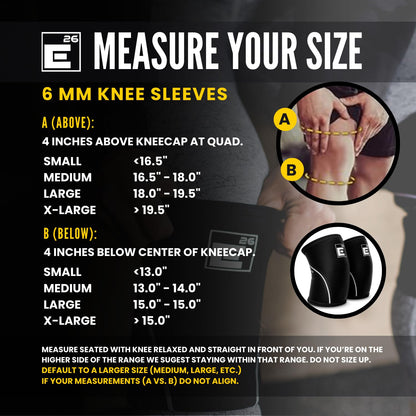 Element 26 Knee Sleeves for Weightlifting - 6mm Neoprene Compression Support for Squats, Deadlifts, Cross Training, Powerlifting - Pair of Knee Braces for Men & Women with Gym Bag - L, Black