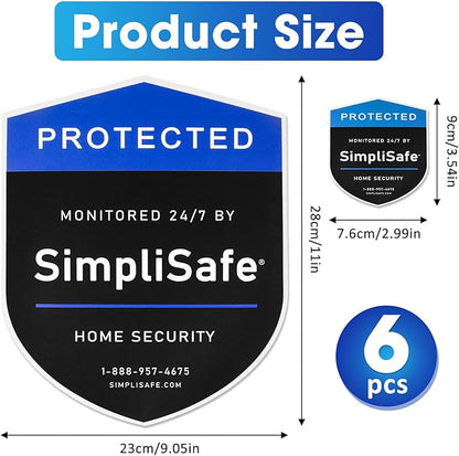 3Pcs Yard Signs Shield and 3Pcs Door/Window Stickers, Yard Sign Stickers Compatible with SimpliSafe Home Security System, Alarm Signs for Home Security Signs for Yard