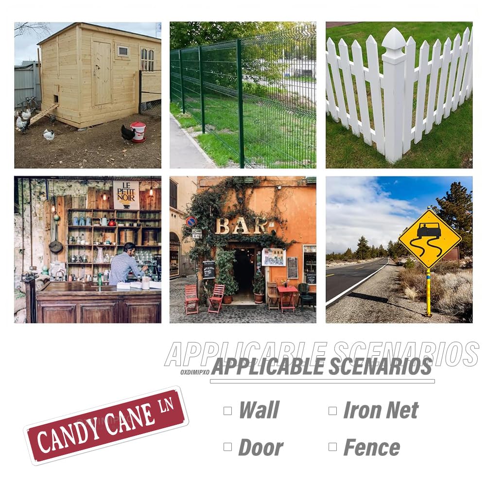 Candy Cane Lane Christmas Theme Street Sign Gifts 4x16 Inches Metal Wall Art Novelty Holiday Humor Ornament for Home/Kitchen/Office/Man Cave/Bar, Aluminium, 4x16 Inches