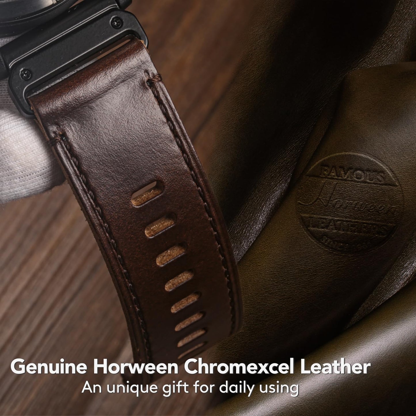 Compatible with Fenix Fenix 8 51mm, 5X Plus Bands Fenix 7X Sport Horween Leather Replacement Watch Strap for Garmin Fenix 5X/Fenix 5X Plus/Fenix 6X/Fenix 6X Pro/Fenix 3/HR/Descent MK1/D2 Delta PX/D2 Charlie…